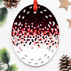 Flat Tech Camouflage Reverse Red Oval Filigree Ornament (two Sides) by jumpercat