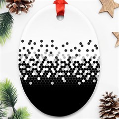 Flat Tech Camouflage White And Black Ornament (oval) by jumpercat