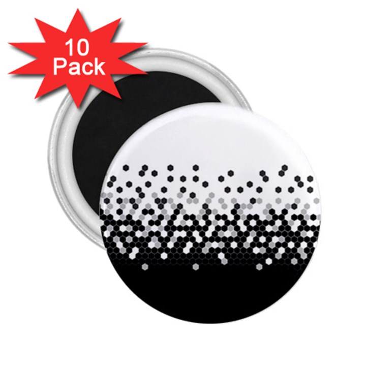 Flat Tech Camouflage White And Black 2.25  Magnets (10 pack) 