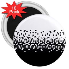 Flat Tech Camouflage White And Black 3  Magnets (10 Pack)  by jumpercat