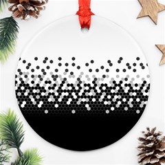 Flat Tech Camouflage White And Black Round Ornament (two Sides) by jumpercat