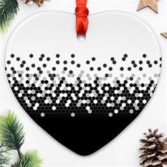 Flat Tech Camouflage White And Black Heart Ornament (two Sides) by jumpercat