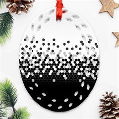 Flat Tech Camouflage White And Black Ornament (oval Filigree) by jumpercat