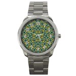 Arabesque Seamless Pattern Sport Metal Watch Front