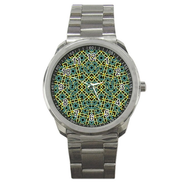 Arabesque Seamless Pattern Sport Metal Watch