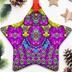 Fantasy Bloom In Spring Time Lively Colors Star Ornament (two Sides) by pepitasart