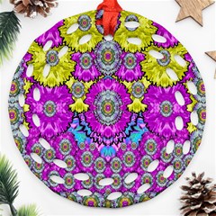 Fantasy Bloom In Spring Time Lively Colors Ornament (round Filigree) by pepitasart