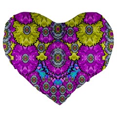 Fantasy Bloom In Spring Time Lively Colors Large 19  Premium Heart Shape Cushions by pepitasart