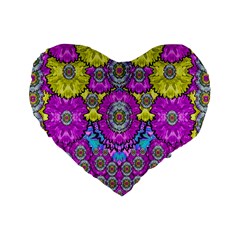 Fantasy Bloom In Spring Time Lively Colors Standard 16  Premium Flano Heart Shape Cushions by pepitasart