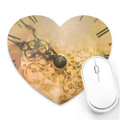 Old Wall Clock Vintage Style Photo Heart Mousepads by dflcprints