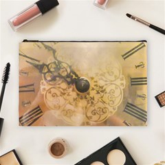 Old Wall Clock Vintage Style Photo Cosmetic Bag (large)  by dflcprints