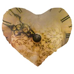 Old Wall Clock Vintage Style Photo Large 19  Premium Flano Heart Shape Cushions by dflcprints