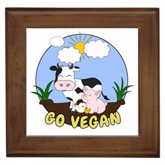 Friends Not Food - Cute Pig And Chicken Framed Tiles by Valentinaart