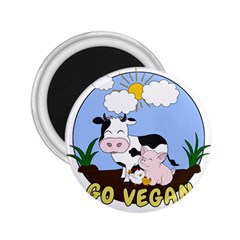 Friends Not Food - Cute Pig And Chicken 2 25  Magnets by Valentinaart