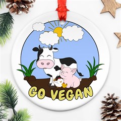 Friends Not Food - Cute Pig And Chicken Ornament (round) by Valentinaart