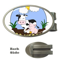 Friends Not Food - Cute Pig And Chicken Money Clips (oval)  by Valentinaart