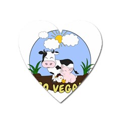 Friends Not Food - Cute Pig And Chicken Heart Magnet by Valentinaart