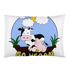 Friends Not Food - Cute Pig And Chicken Pillow Case by Valentinaart