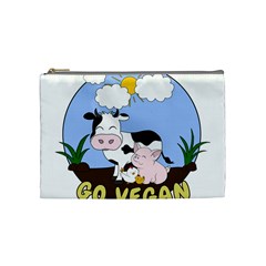 Friends Not Food - Cute Pig And Chicken Cosmetic Bag (medium)  by Valentinaart