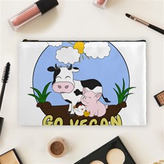 Friends Not Food - Cute Pig And Chicken Cosmetic Bag (large)  by Valentinaart