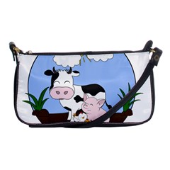 Friends Not Food - Cute Pig And Chicken Shoulder Clutch Bags by Valentinaart