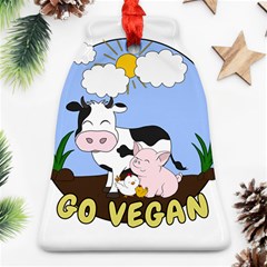 Friends Not Food - Cute Pig And Chicken Bell Ornament (two Sides) by Valentinaart