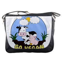 Friends Not Food - Cute Pig And Chicken Messenger Bags by Valentinaart