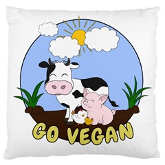 Friends Not Food - Cute Pig And Chicken Large Cushion Case (two Sides) by Valentinaart