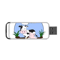 Friends Not Food - Cute Pig And Chicken Portable Usb Flash (two Sides) by Valentinaart