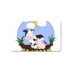 Friends Not Food - Cute Pig And Chicken Magnet (name Card) by Valentinaart