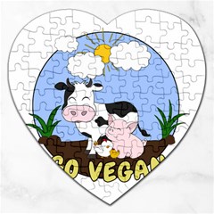 Friends Not Food - Cute Pig And Chicken Jigsaw Puzzle (heart) by Valentinaart