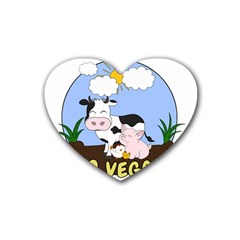 Friends Not Food - Cute Pig And Chicken Rubber Coaster (heart)  by Valentinaart