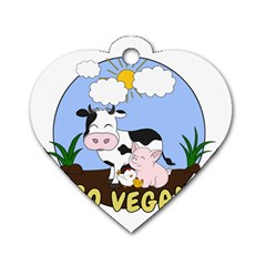 Friends Not Food - Cute Pig And Chicken Dog Tag Heart (two Sides) by Valentinaart