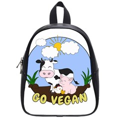 Friends Not Food - Cute Pig And Chicken School Bag (small) by Valentinaart