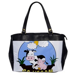 Friends Not Food - Cute Pig And Chicken Office Handbags by Valentinaart