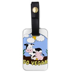 Friends Not Food - Cute Pig And Chicken Luggage Tags (one Side)  by Valentinaart