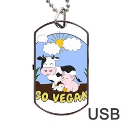 Friends Not Food - Cute Pig And Chicken Dog Tag Usb Flash (one Side) by Valentinaart