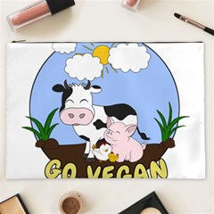 Friends Not Food - Cute Pig And Chicken Cosmetic Bag (xxl)  by Valentinaart