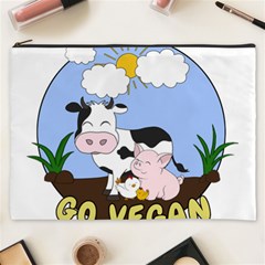 Friends Not Food - Cute Pig And Chicken Cosmetic Bag (xxxl)  by Valentinaart