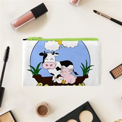 Friends Not Food - Cute Pig And Chicken Cosmetic Bag (xs) by Valentinaart