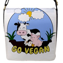 Friends Not Food - Cute Pig And Chicken Flap Messenger Bag (s) by Valentinaart