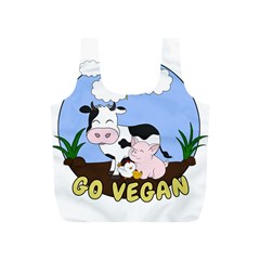 Friends Not Food - Cute Pig And Chicken Full Print Recycle Bags (s)  by Valentinaart