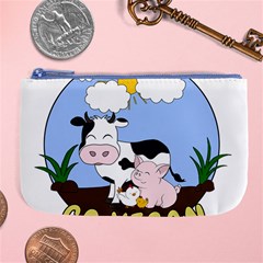 Friends Not Food - Cute Pig And Chicken Large Coin Purse by Valentinaart