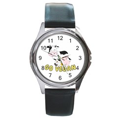 Friends Not Food - Cute Pig And Chicken Round Metal Watch by Valentinaart