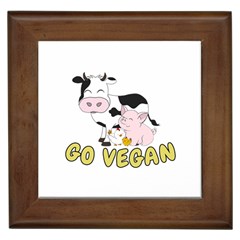 Friends Not Food - Cute Pig And Chicken Framed Tiles by Valentinaart