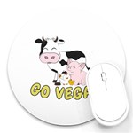 Friends Not Food - Cute Pig and Chicken Round Mousepads Front