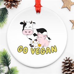 Friends Not Food - Cute Pig And Chicken Ornament (round) by Valentinaart