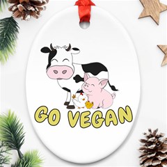 Friends Not Food - Cute Pig And Chicken Ornament (oval) by Valentinaart