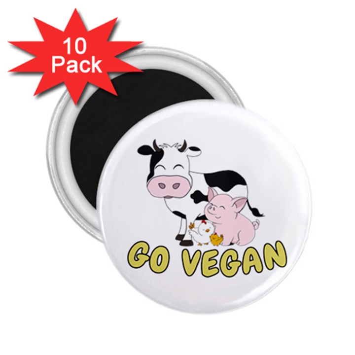 Friends Not Food - Cute Pig and Chicken 2.25  Magnets (10 pack) 