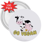 Friends Not Food - Cute Pig and Chicken 3  Buttons (100 pack)  Front